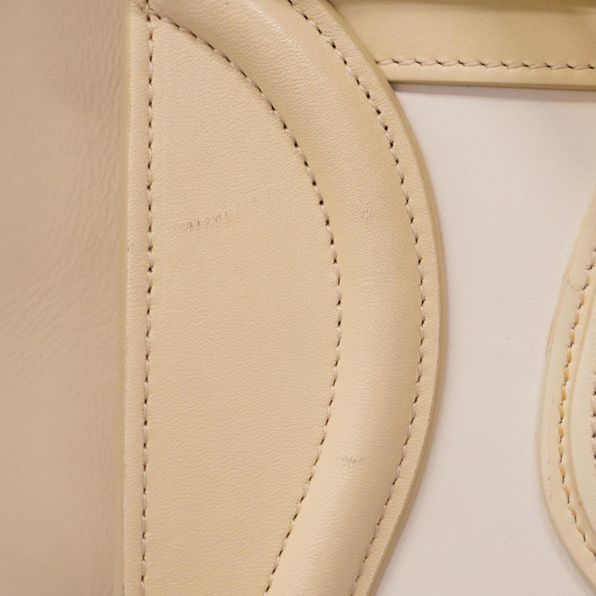 Celine handbag luggage micro shopper nylon canvas leather ivory