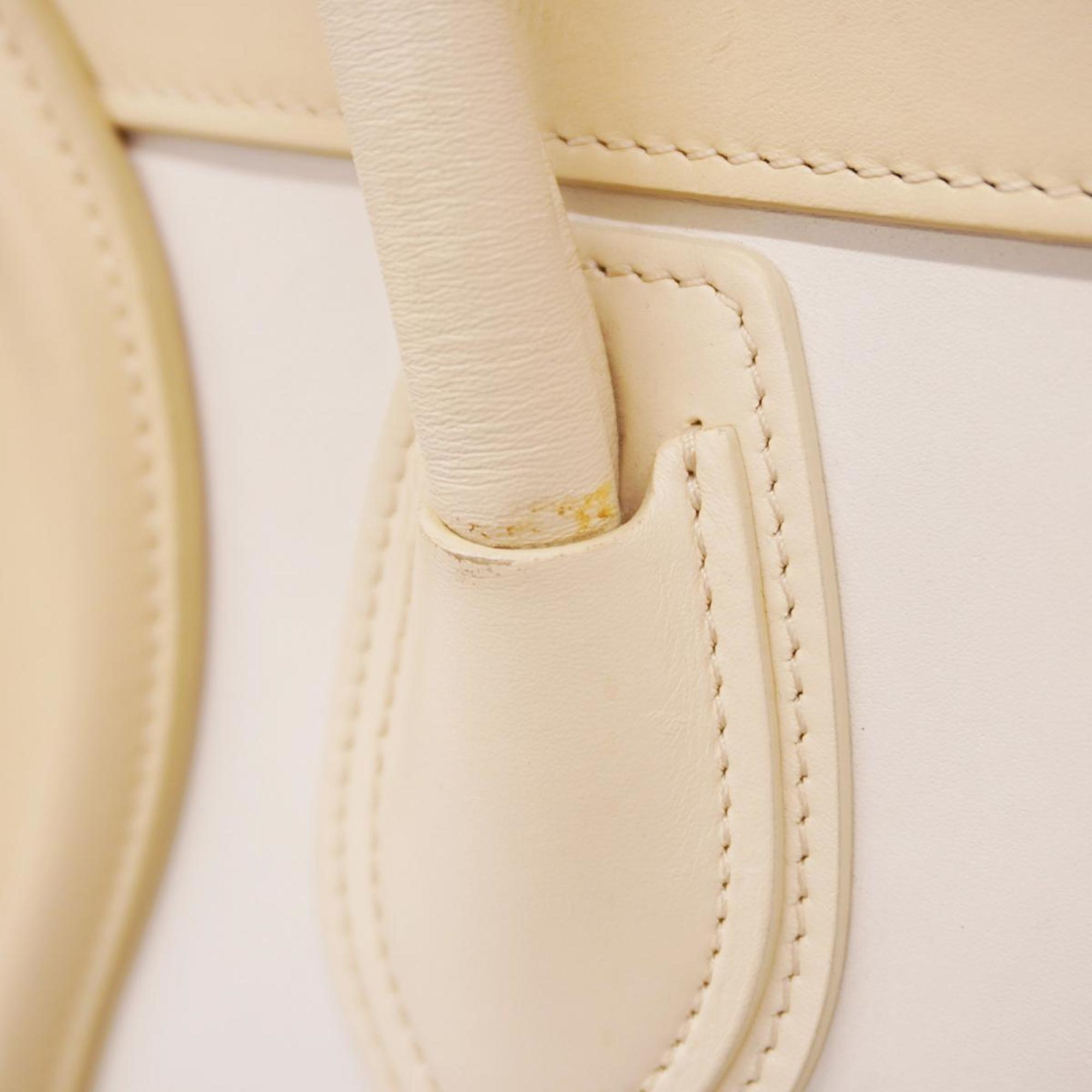 Celine handbag luggage micro shopper nylon canvas leather ivory