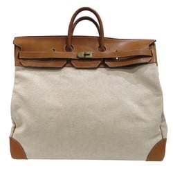 HERMES Haute Couture 55 Handbag Natural/Brown (G Hardware) Barenia/Toile H W Stamp B54 Women's Men's Bag Leather