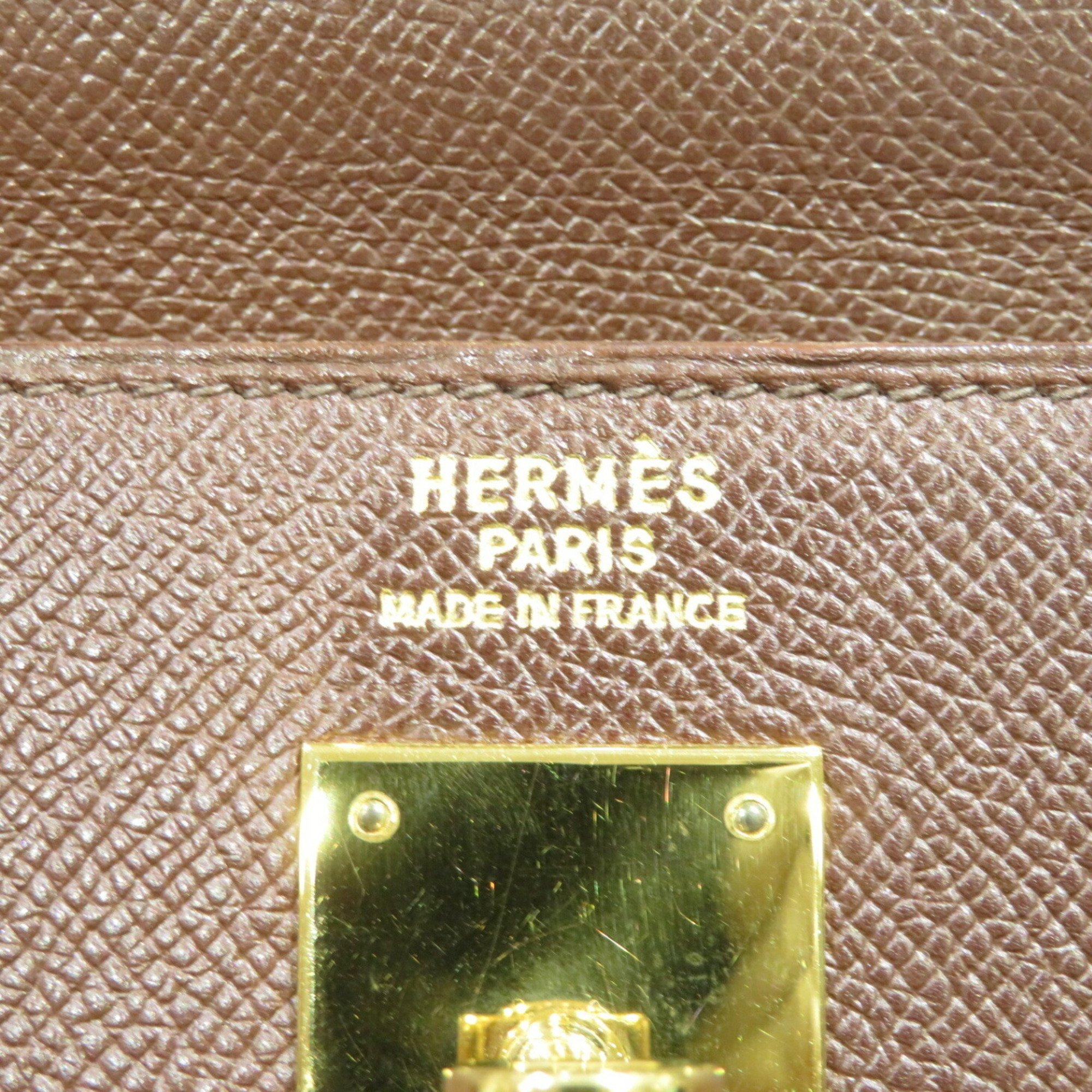 HERMES Kelly 35 Handbag Shoulder Bag Brown/G Hardware Cushvel Y Stamp B47 Women's Men's Leather