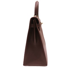 HERMES Kelly 35 Handbag Shoulder Bag Brown/G Hardware Cushvel Y Stamp B47 Women's Men's Leather