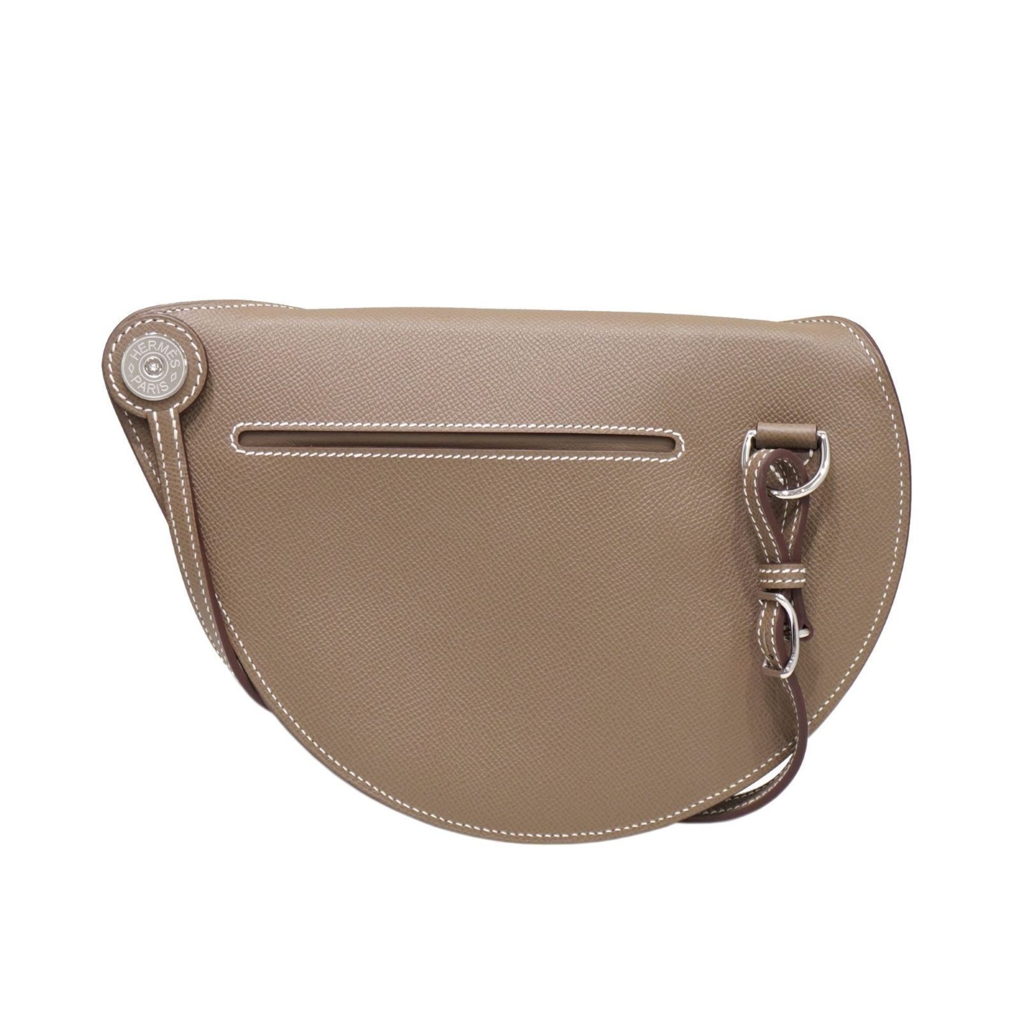HERMES Petite Course Shoulder Bag Etoupe Silver Hardware Epson B Stamp A239 Women's Men's