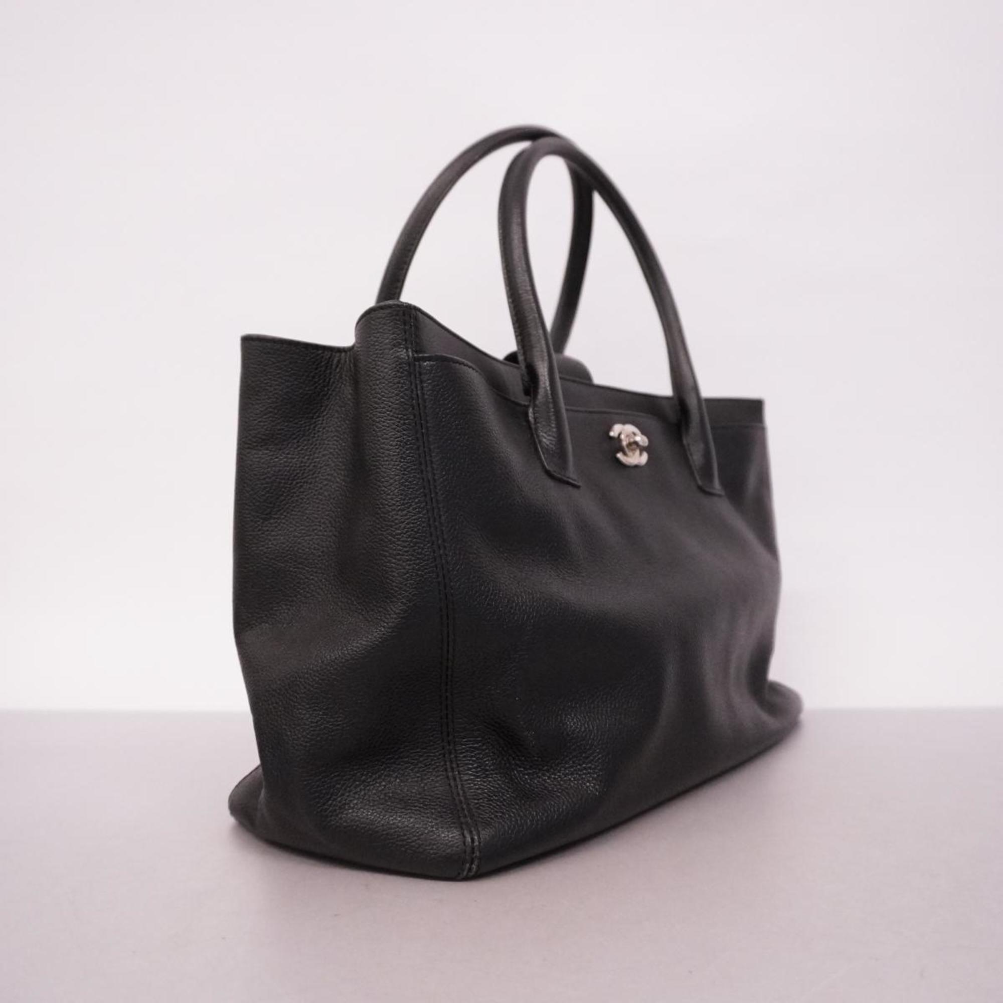 Chanel Tote Bag Executive Leather Black Women's