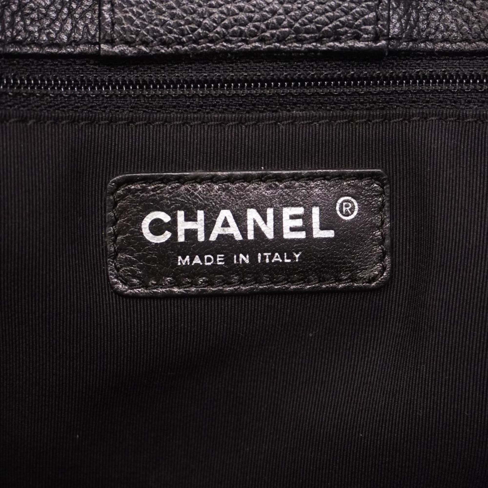Chanel Tote Bag Executive Leather Black Women's