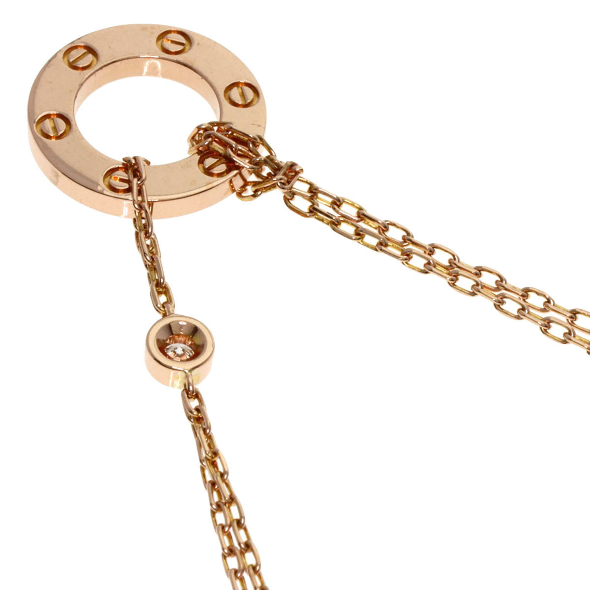 Cartier Love Circle 1P Diamond Bracelet K18 Pink Gold Women's CARTIER