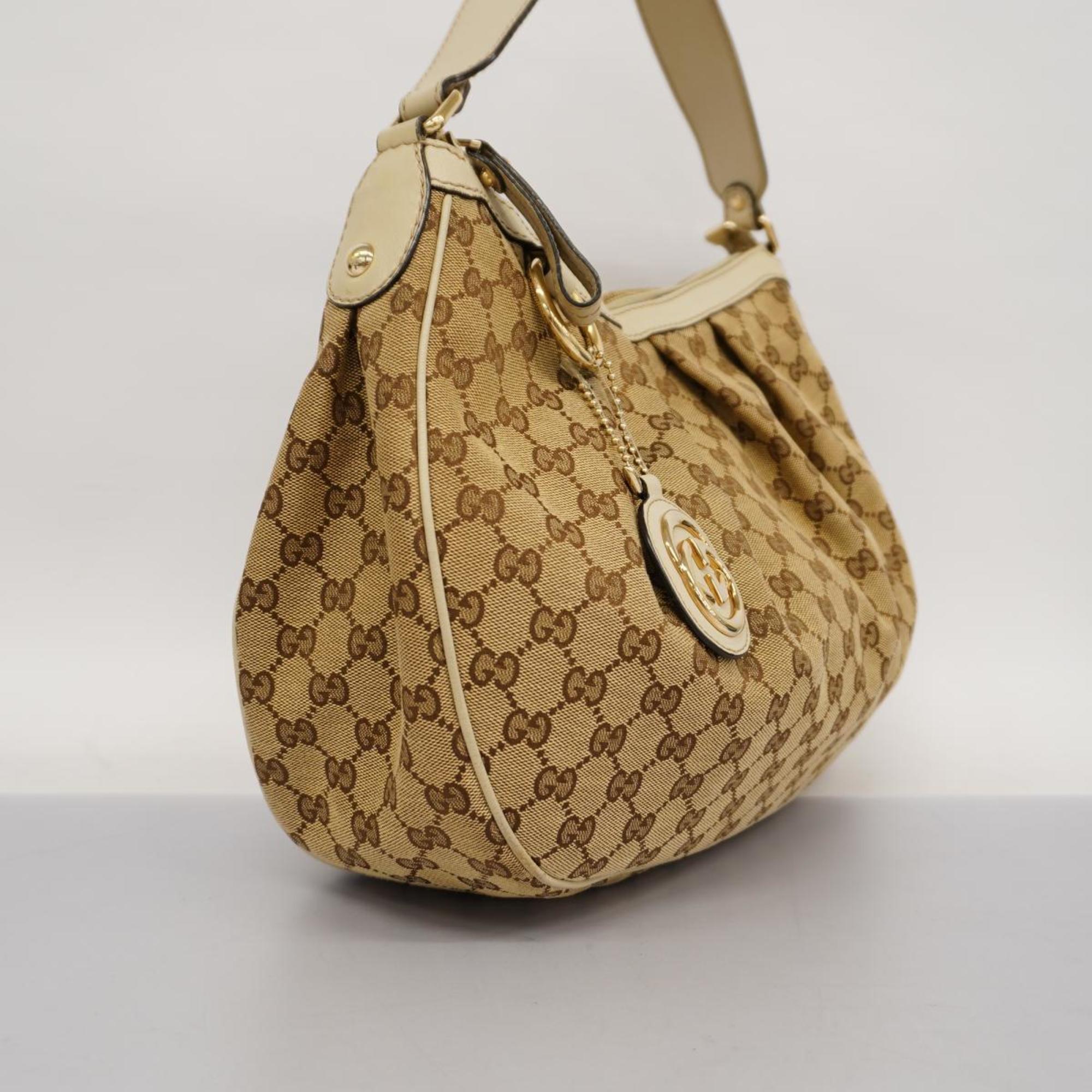 Gucci Shoulder Bag GG Canvas 232955 Brown Champagne Women's