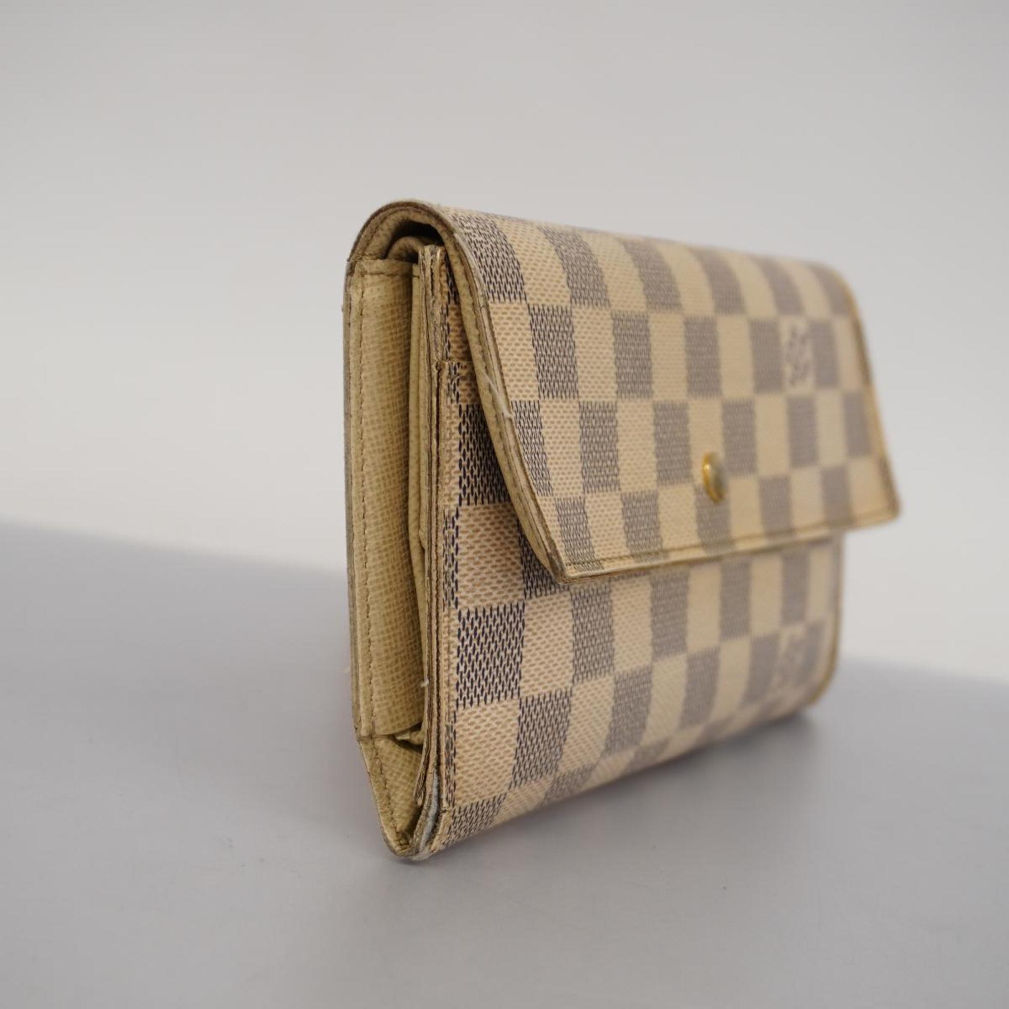 Louis Vuitton Long Wallet Damier Azur Portefeuille International N61732 White Men's Women's