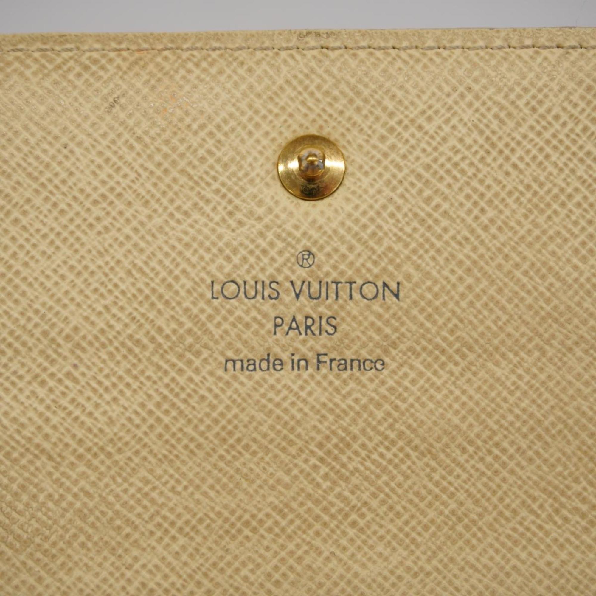 Louis Vuitton Long Wallet Damier Azur Portefeuille International N61732 White Men's Women's