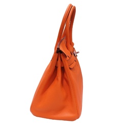 HERMES Birkin 30 Handbag Orange (Silver hardware) Taurillon I stamp B96 Women's Men's Bag Leather