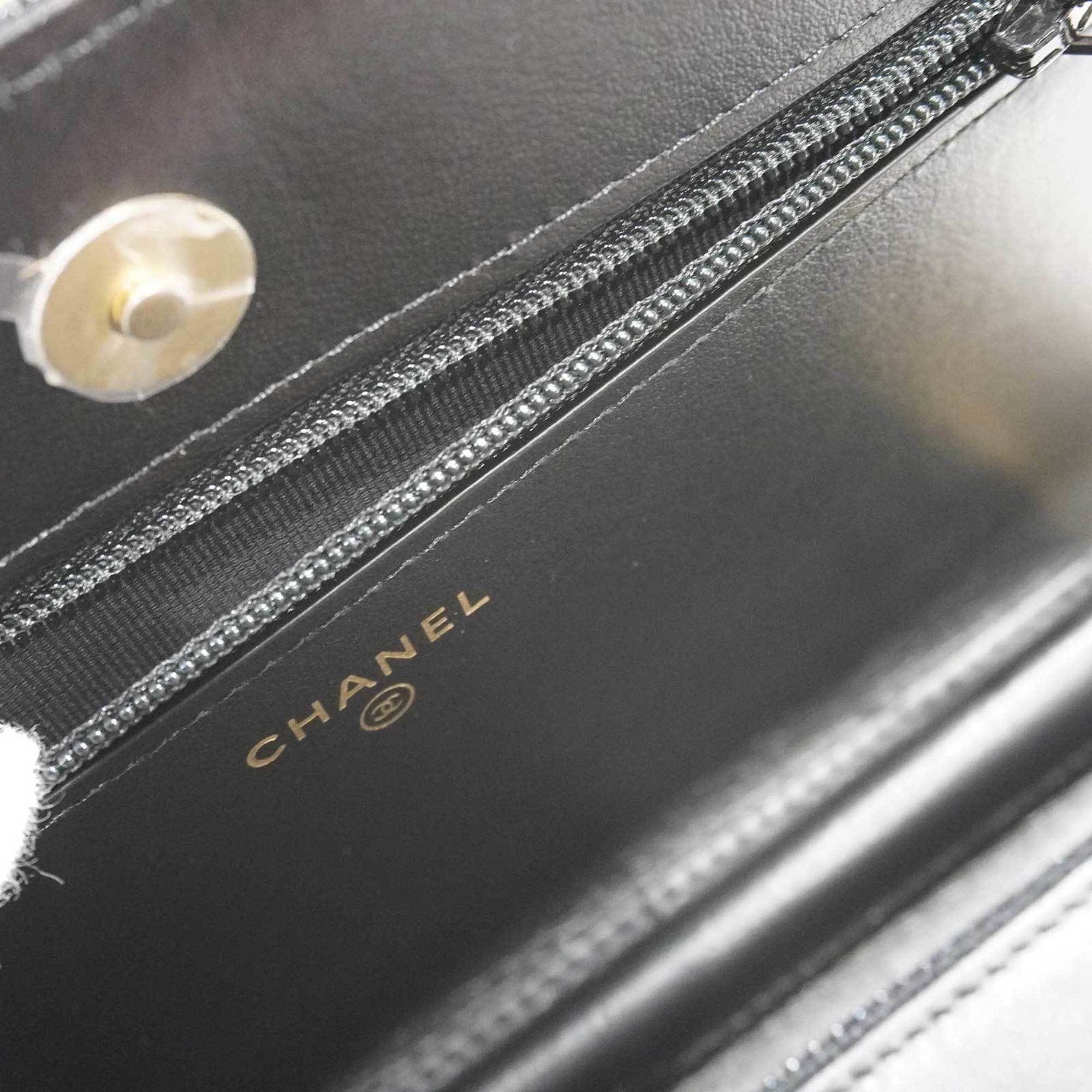 CHANEL CHANEL19 Chain Wallet Shoulder Bag Black/G Hardware Caviar Skin Women's Men's