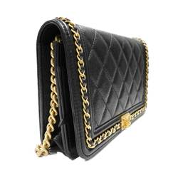 CHANEL CHANEL19 Chain Wallet Shoulder Bag Black/G Hardware Caviar Skin Women's Men's