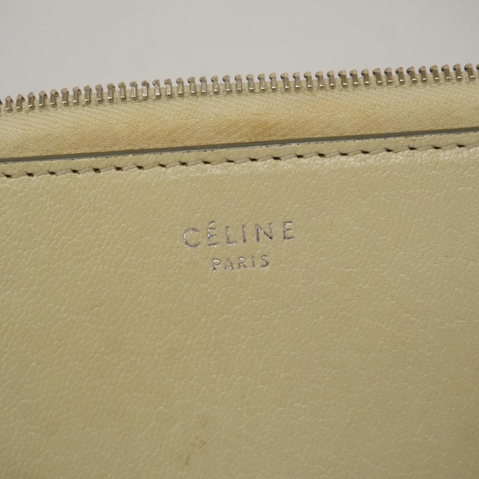 Celine long wallet leather ivory women's