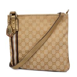Gucci Shoulder Bag GG Canvas 144388 Beige Gold Champagne Women's