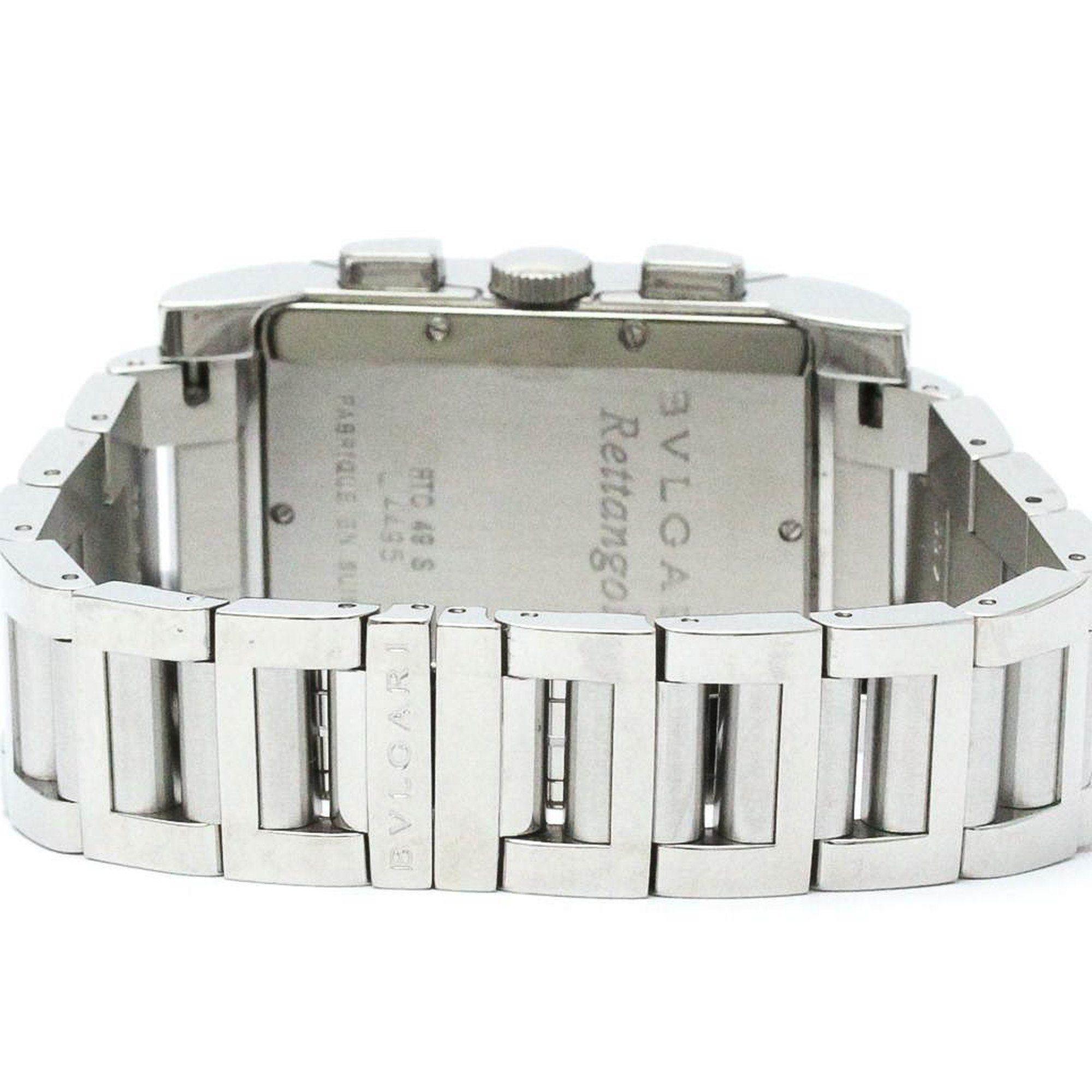 Polished BVLGARI Rettangolo Stainless Steel Quartz Mens Watch RTC49S BF572317