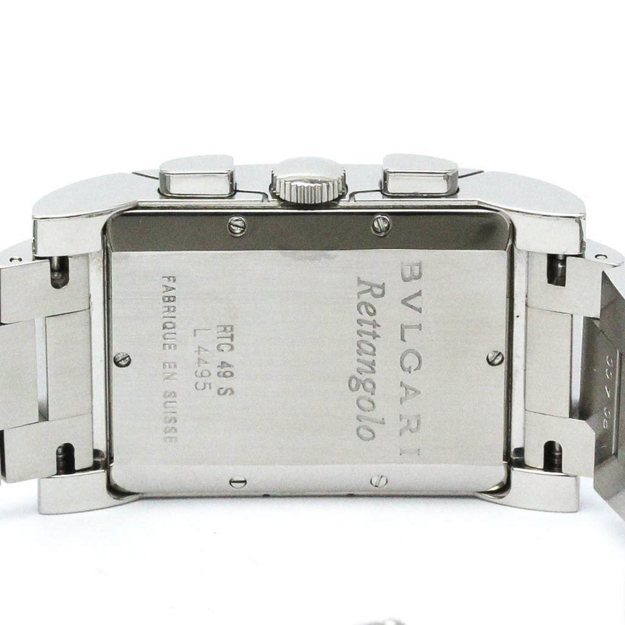 Polished BVLGARI Rettangolo Stainless Steel Quartz Mens Watch RTC49S BF572317