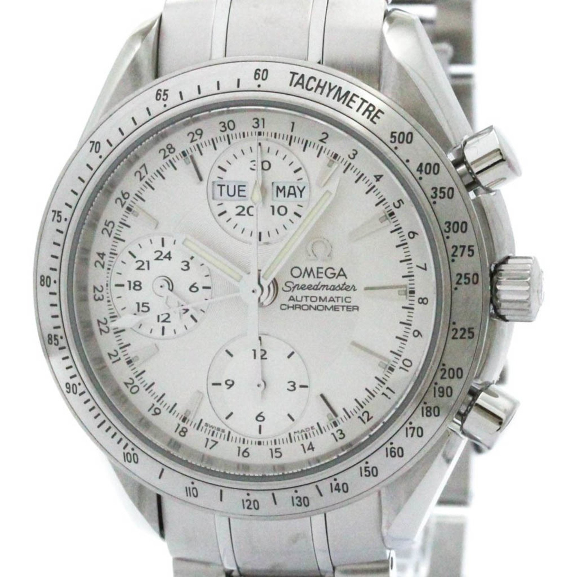 Polished OMEGA Speedmaster Day Date Steel Automatic Mens Watch 3221.30 BF571762