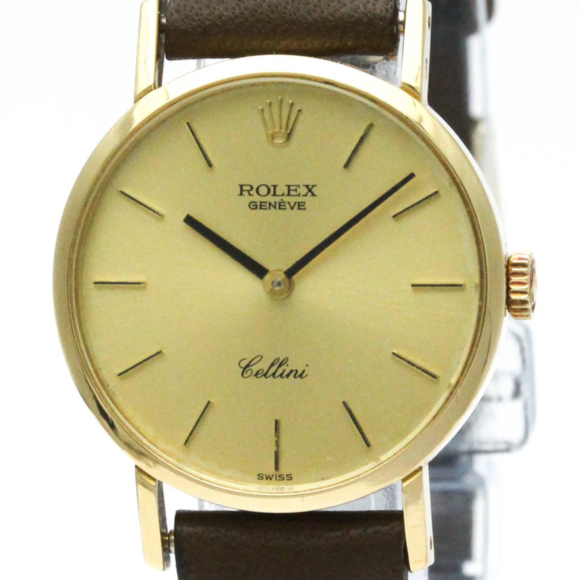 Vintage ROLEX Cellini 18K Gold Leather Hand-Winding Ladies Watch 4109 BF560569