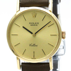 Vintage ROLEX Cellini 18K Gold Leather Hand-Winding Ladies Watch 4109 BF560569