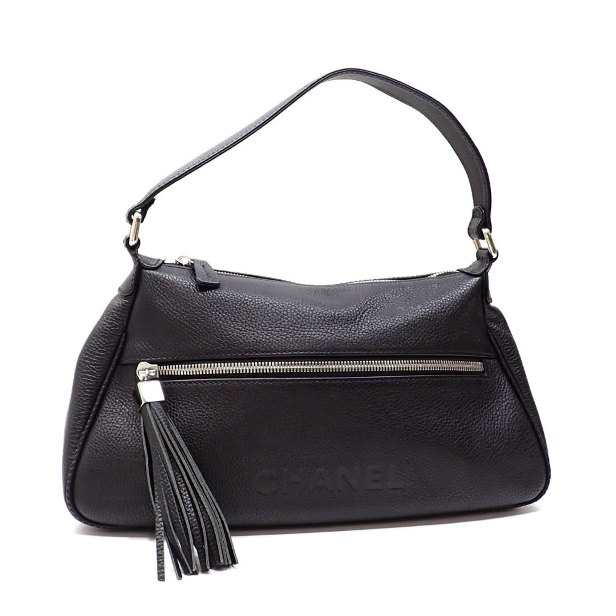 Chanel bag for women, black, caviar skin, tassel