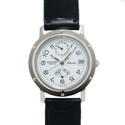 HERMES Clipper Power Reserve Double Tour CL5.710 Men's SS/Leather Watch Automatic White Dial