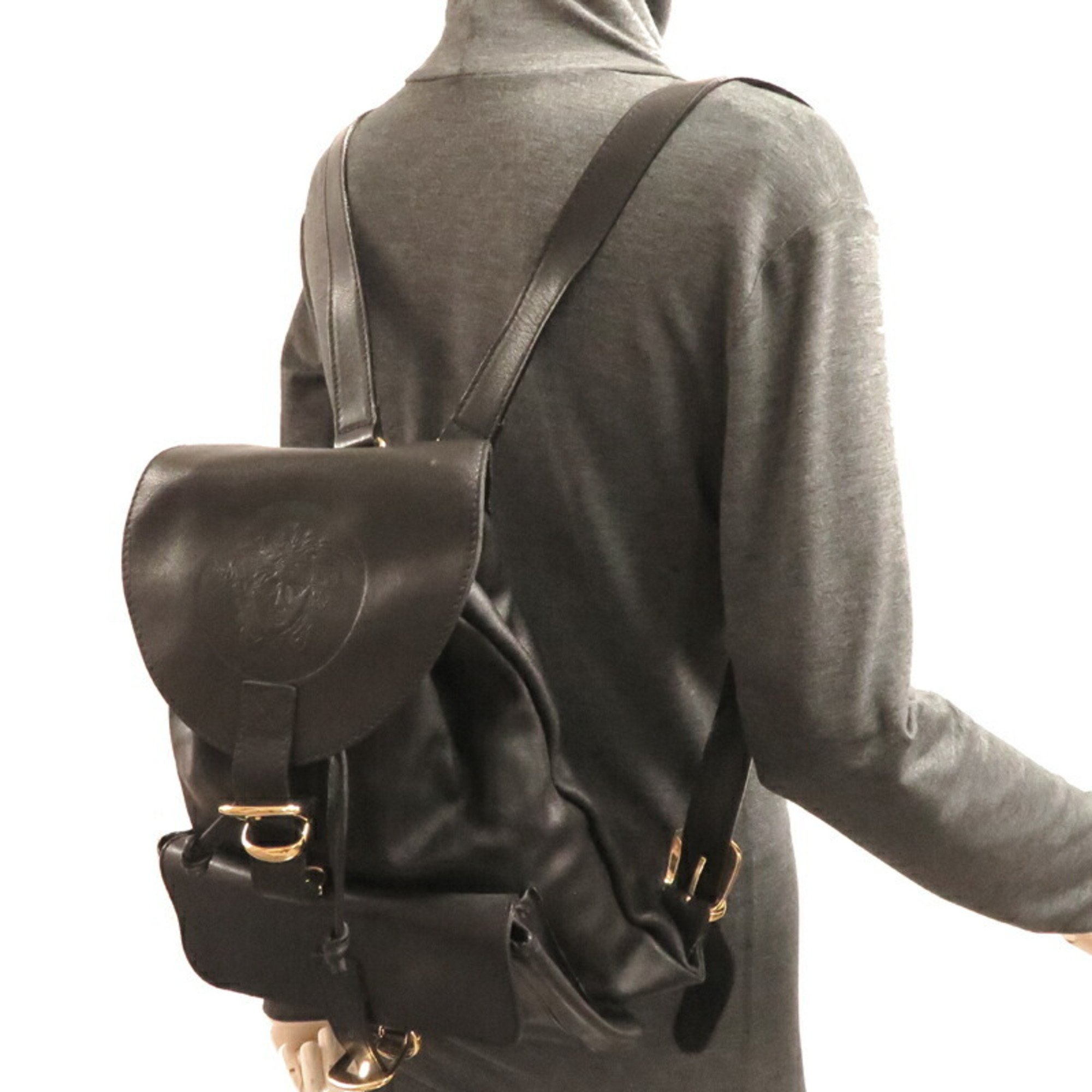 Versace Medusa Backpack Women's Rucksack/Daypack Leather Black