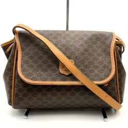 Celine Shoulder Bag, Macadam Pattern, Brown, Women's, F/10, CELINE
