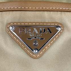 Prada handbag tote bag beige nylon ladies triangle PRADA
