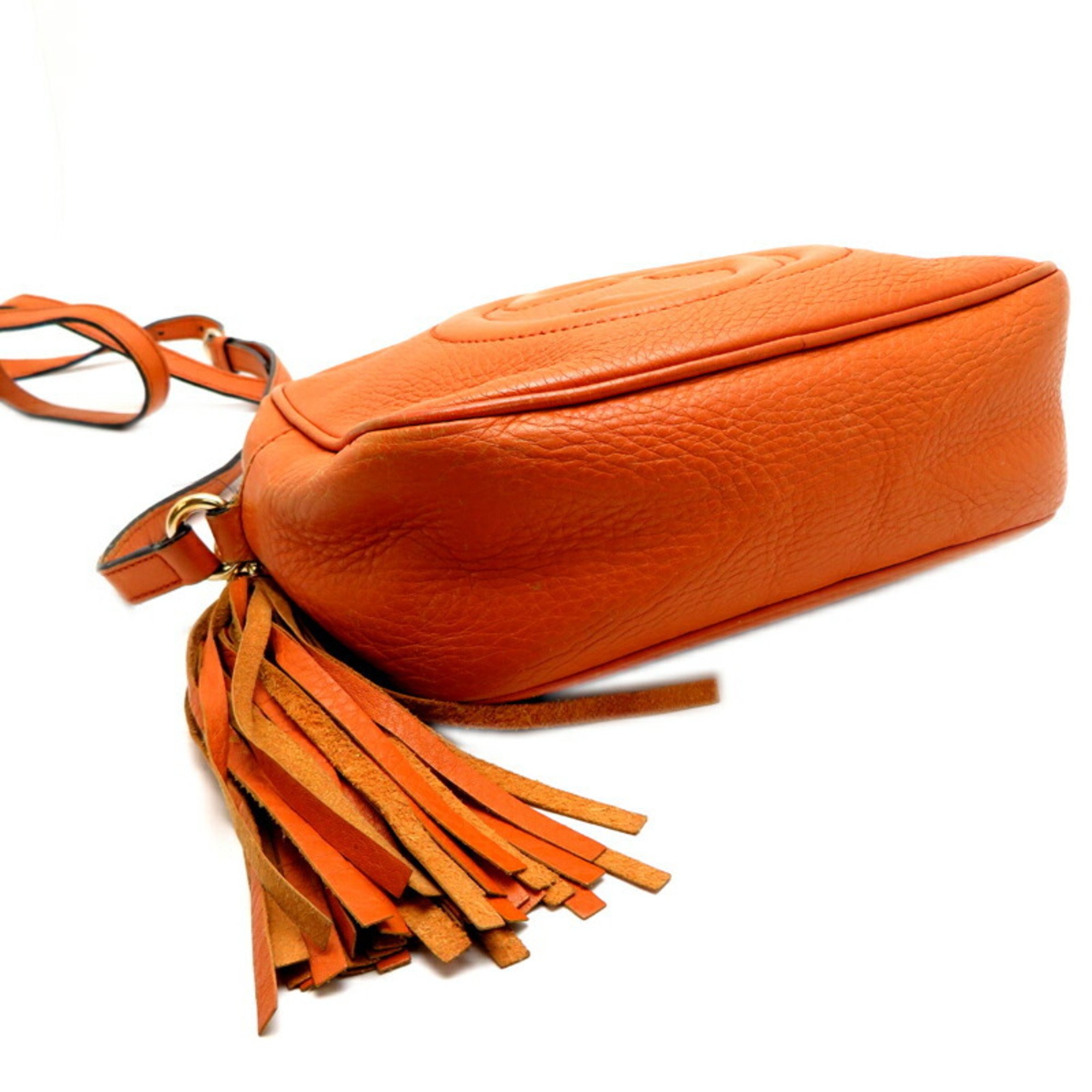 Gucci Soho Small Disco Women's Shoulder Bag 308364 Leather Orange