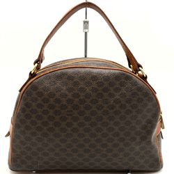 CELINE MC98/1 Handbag Boston Bag Double Handle Macadam Brown Leather Women's