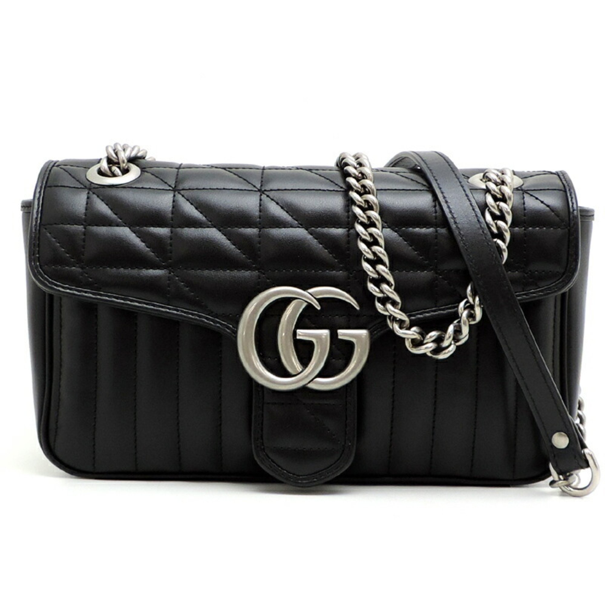 Gucci GG Marmont Small Chain Women's Shoulder Bag 443497 Leather Black
