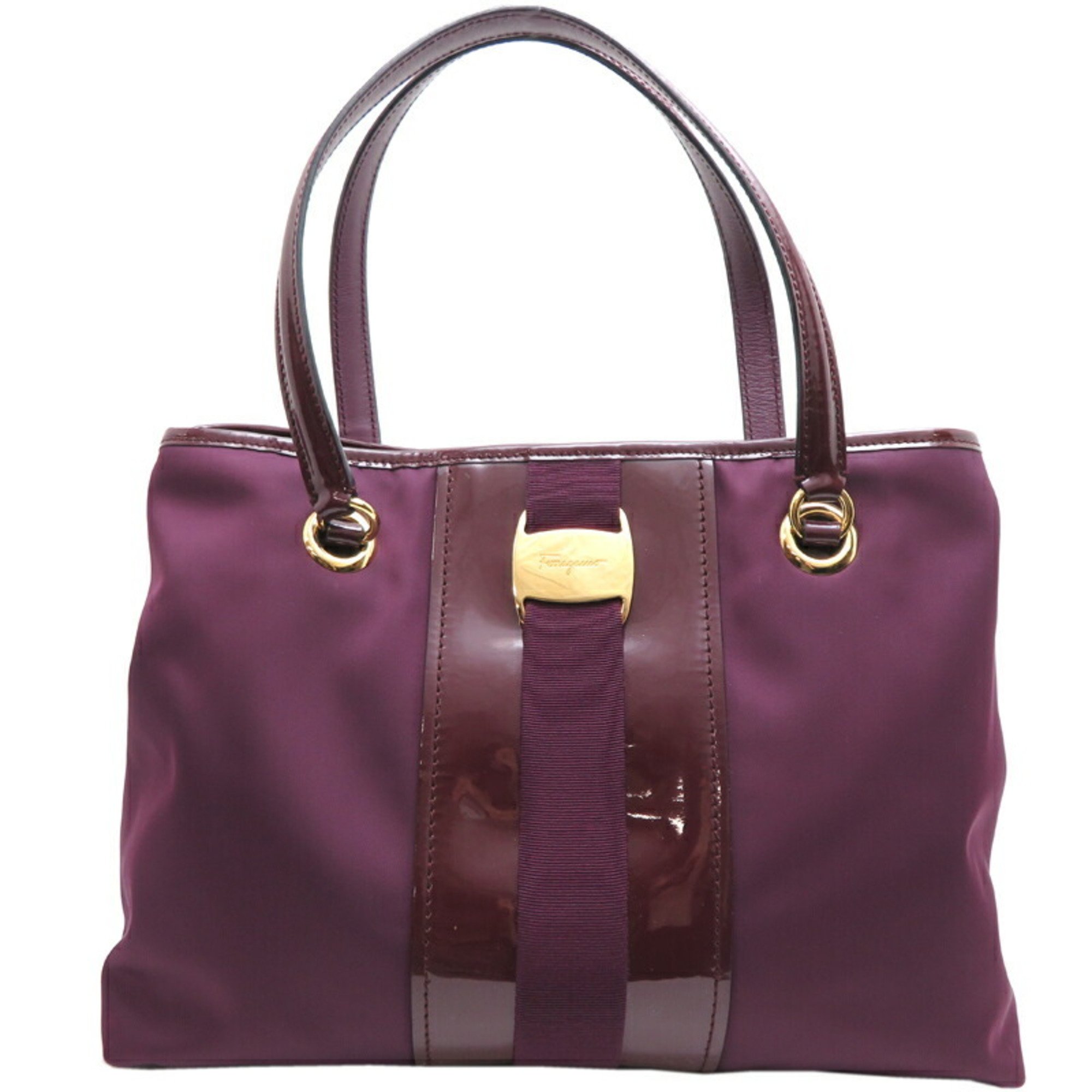 Salvatore Ferragamo Vara Ribbon Women's Tote Bag FJ-21 E166 Nylon Purple