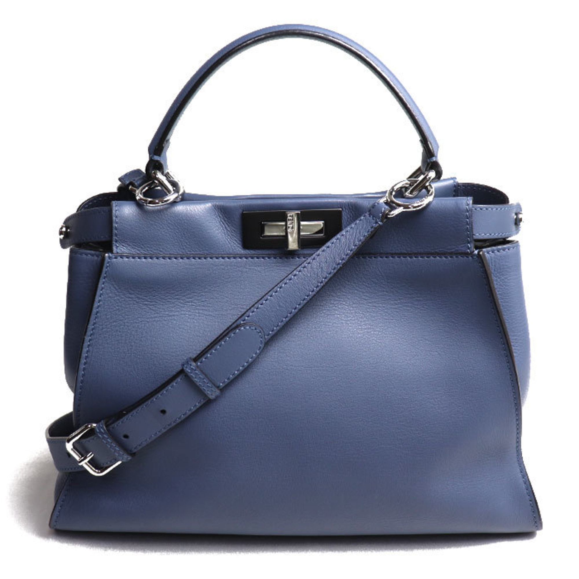 FENDI Peekaboo Regular 2-Way Shoulder Bag Blue 8BN290 Women's