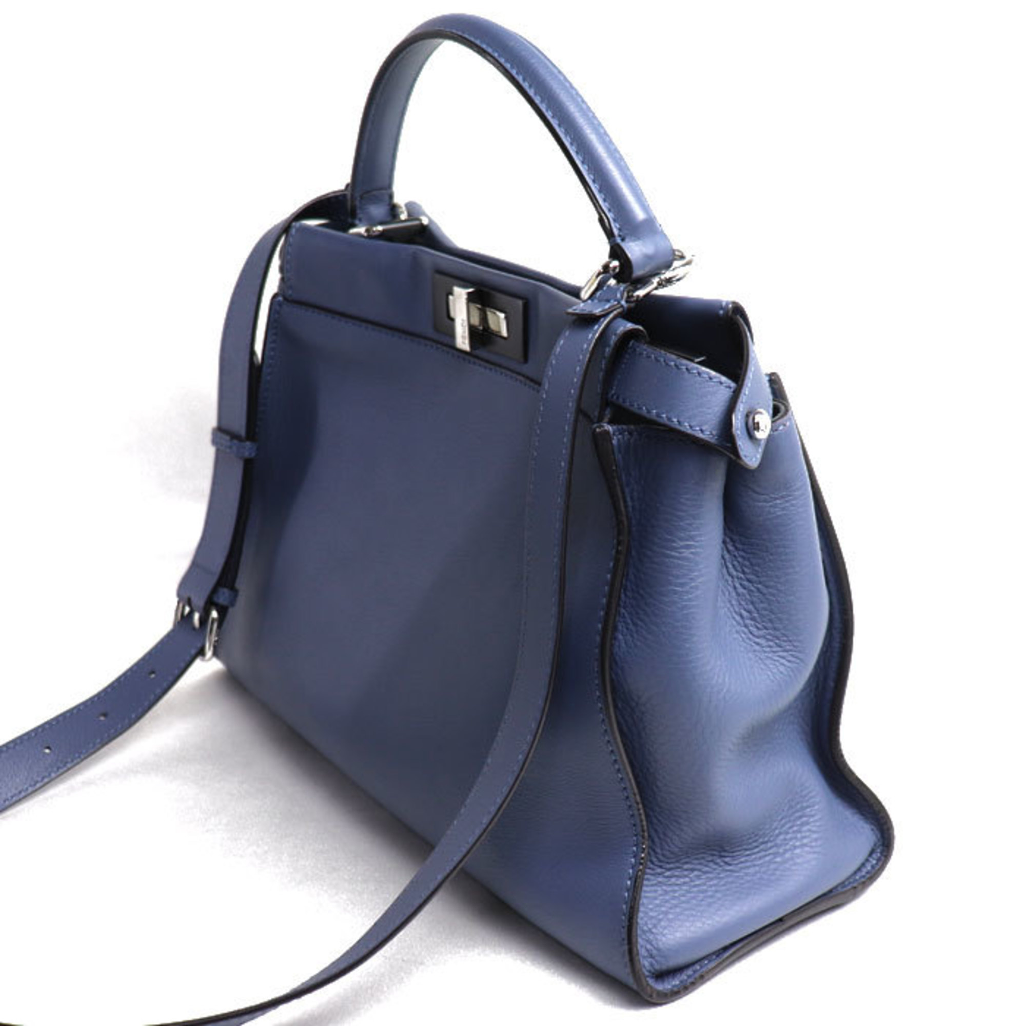 FENDI Peekaboo Regular 2-Way Shoulder Bag Blue 8BN290 Women's
