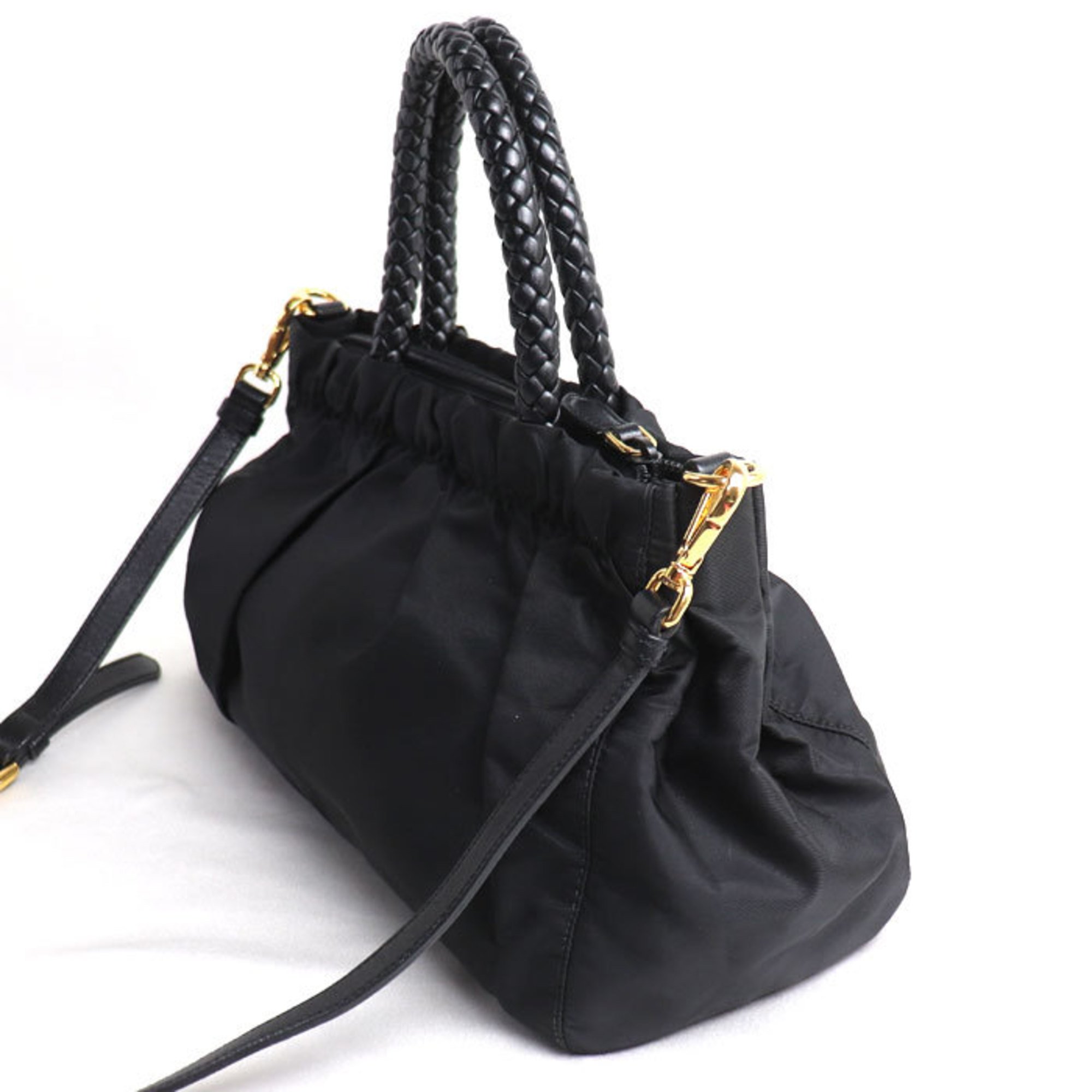 PRADA Prada Ribbon Motif 2-Way Shoulder Bag Black BN1631 Women's