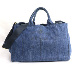 PRADA Prada Canapa Denim 2-Way Shoulder Bag Blue B1872G Women's
