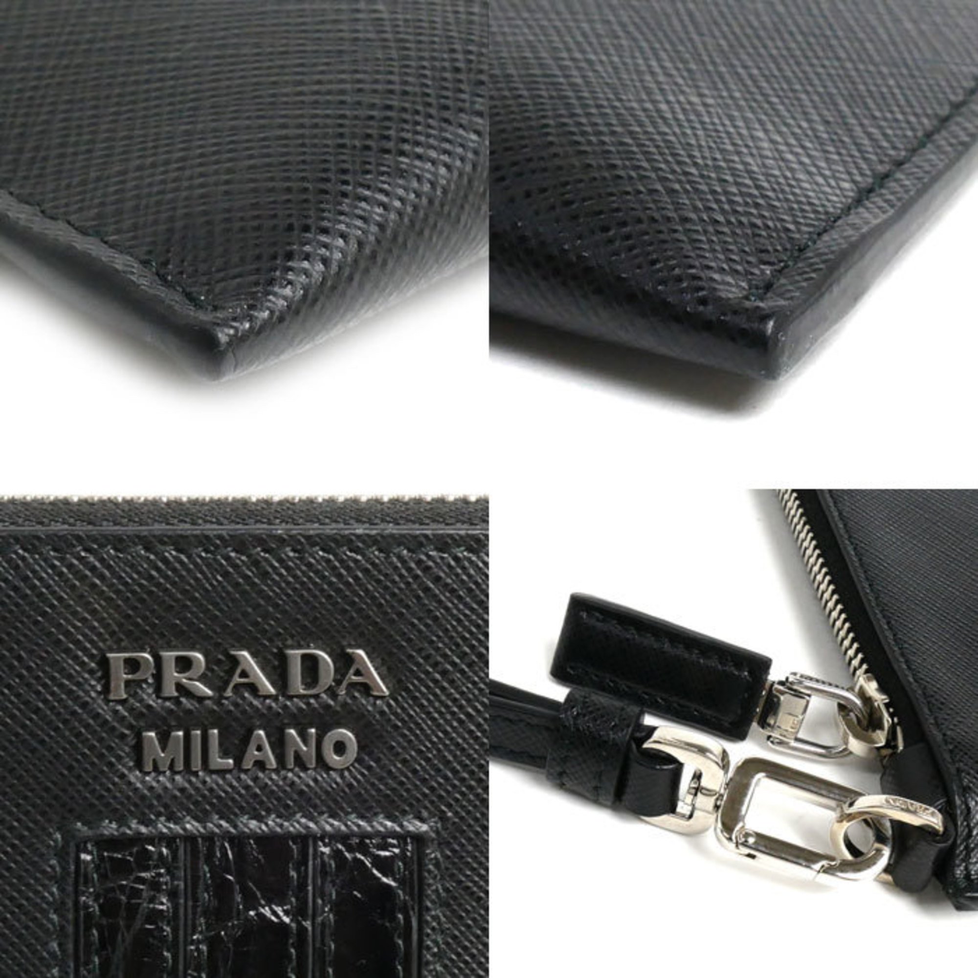 PRADA Prada Saffiano Clutch Bag with Wristlet Black 2NH005 2EB3 F0002 Men's