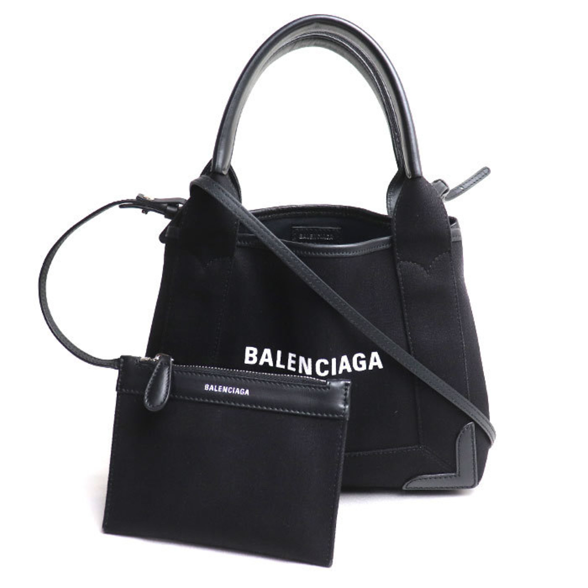BALENCIAGA Navy Cabas XS 2-Way Shoulder Bag Black 390346 Women's