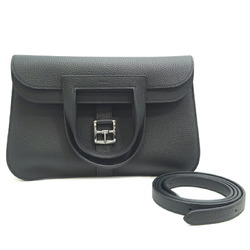 Hermes Arzan 31 U engraved ladies handbag Taurillon Clemence Noir (Black)