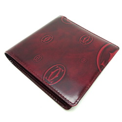 Cartier Happy Birthday Compact Wallet Women's Bi-fold L3000347 Patent Calfskin Bordeaux