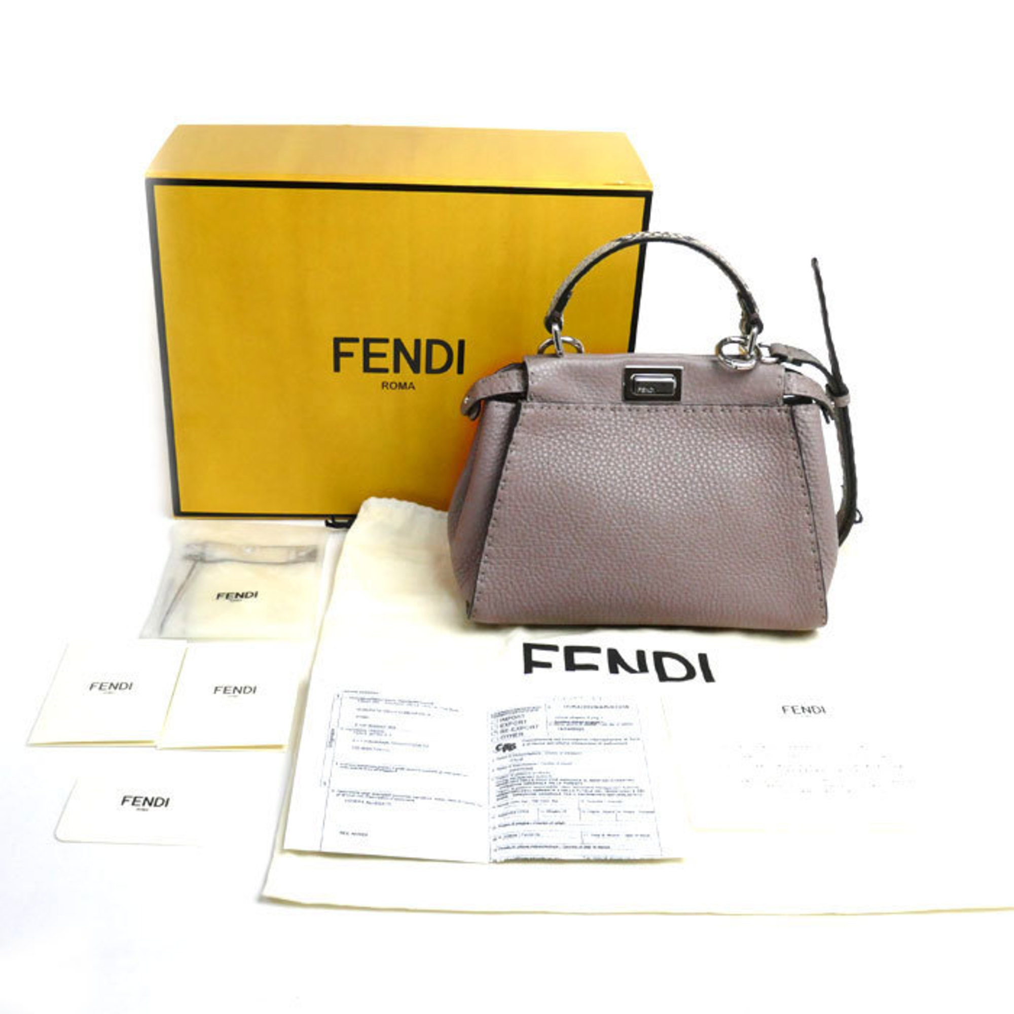 FENDI Peekaboo Small 2-Way Shoulder Bag Grey 8BN244N8KF04YB Women's