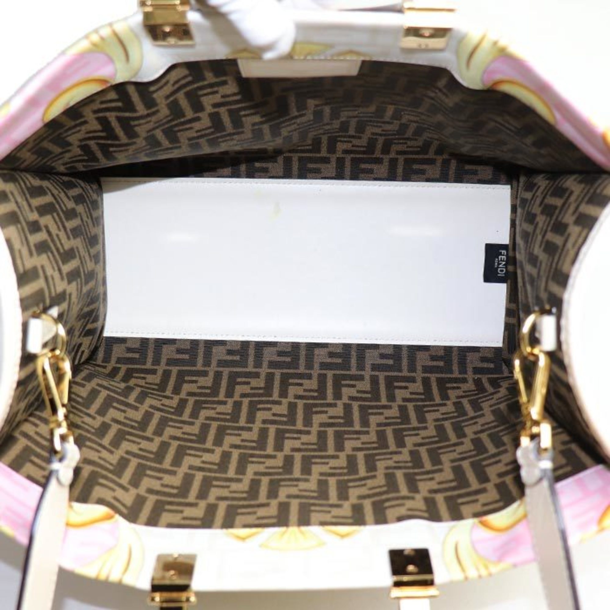 FENDI×VERSACE Fenderche Sunshine Medium Shopper Bag 2-Way Shoulder Pink×White 8BH386 Women's