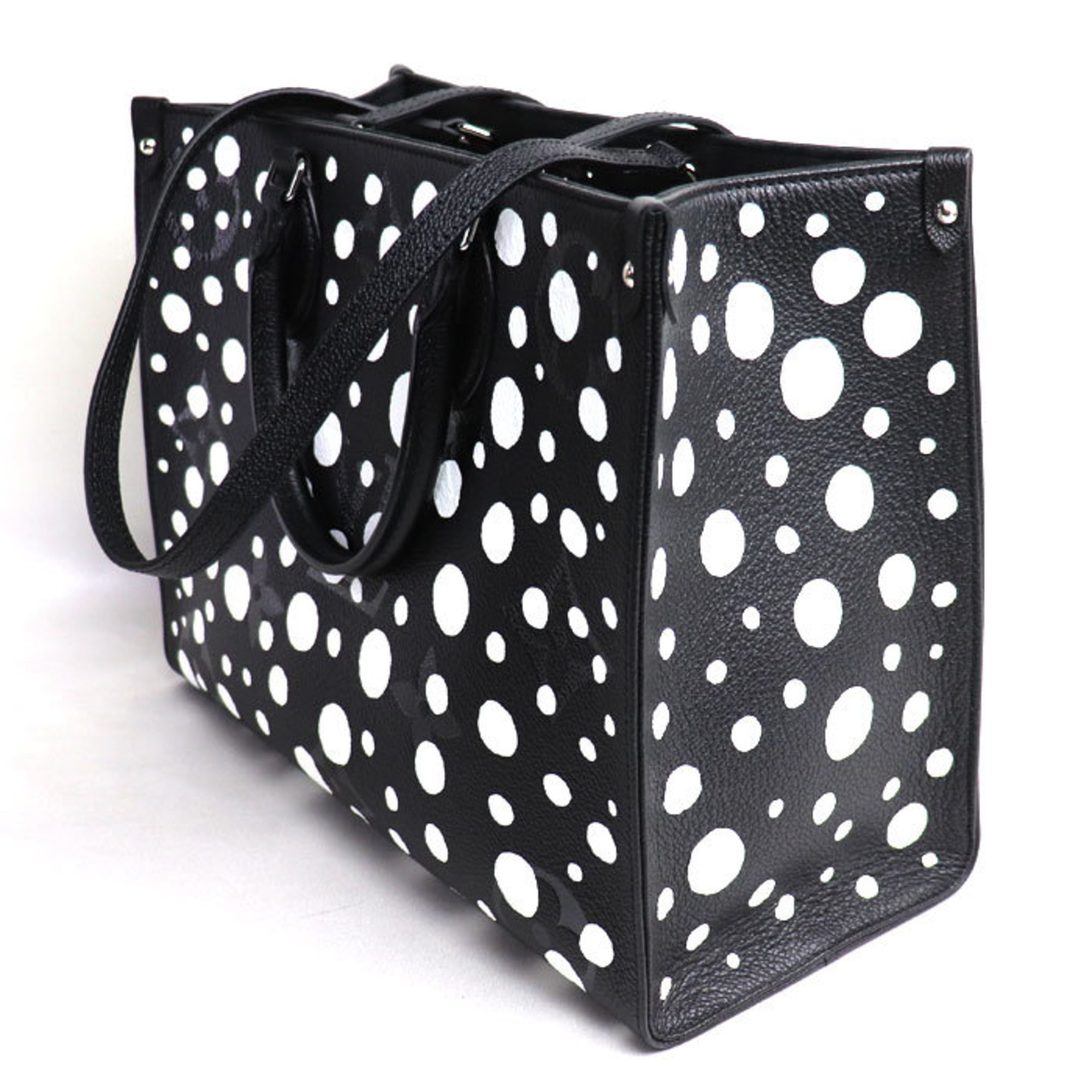 LOUIS VUITTON Louis Vuitton On the Go MM Yayoi Kusama Tote Bag Empreinte Black White M46389 Women's