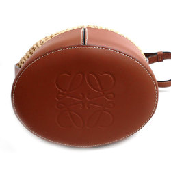 LOEWE Balloon Small Shoulder Bag Brown Beige 326.20AC31 Raffia x Leather Women's