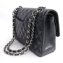 CHANEL Matelasse 25 Double Flap Chain Shoulder Bag Black A01112 Women's