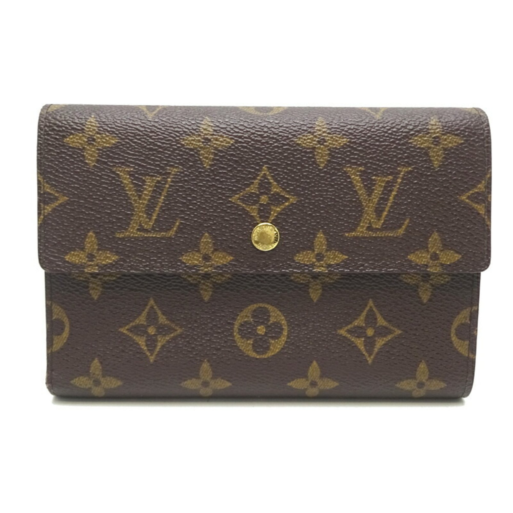 Louis Vuitton Porte Tresor Etui Papier Women's Tri-fold Wallet M61202 Monogram Brown
