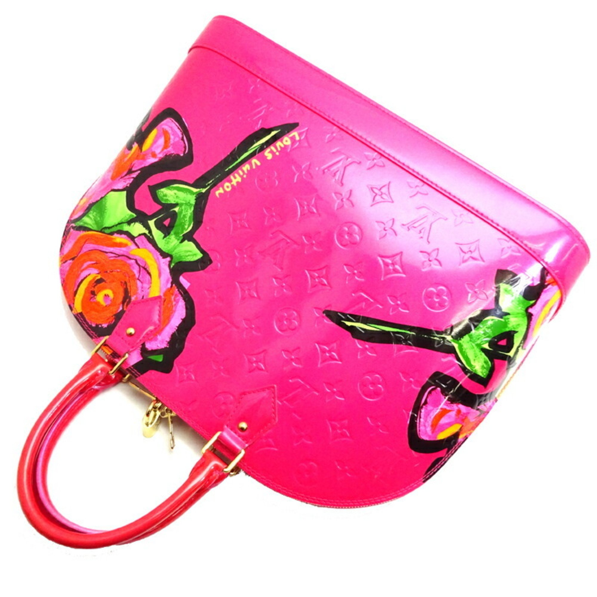 Louis Vuitton Alma MM Women's Handbag M93686() Vernis Rose Pop (Pink)