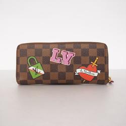 Louis Vuitton Long Wallet Damier LV Stories Portefeuille Clemence N60147 Ebene Patches Collection Ladies