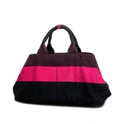 Prada Tote Bag Canapa Canvas Purple Pink Black Women's