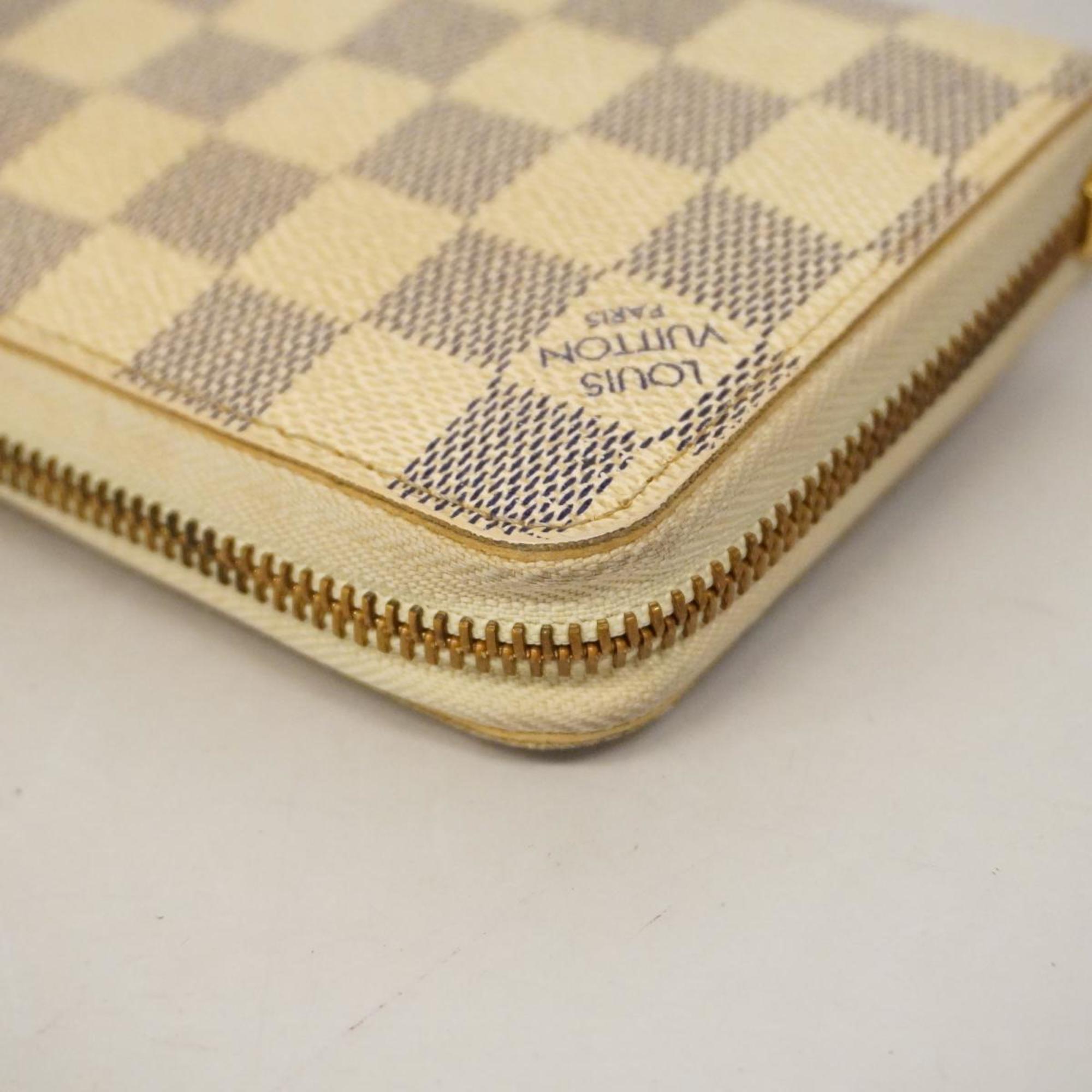 Louis Vuitton Long Wallet Damier Azur Zippy N60019 White Men's Women's