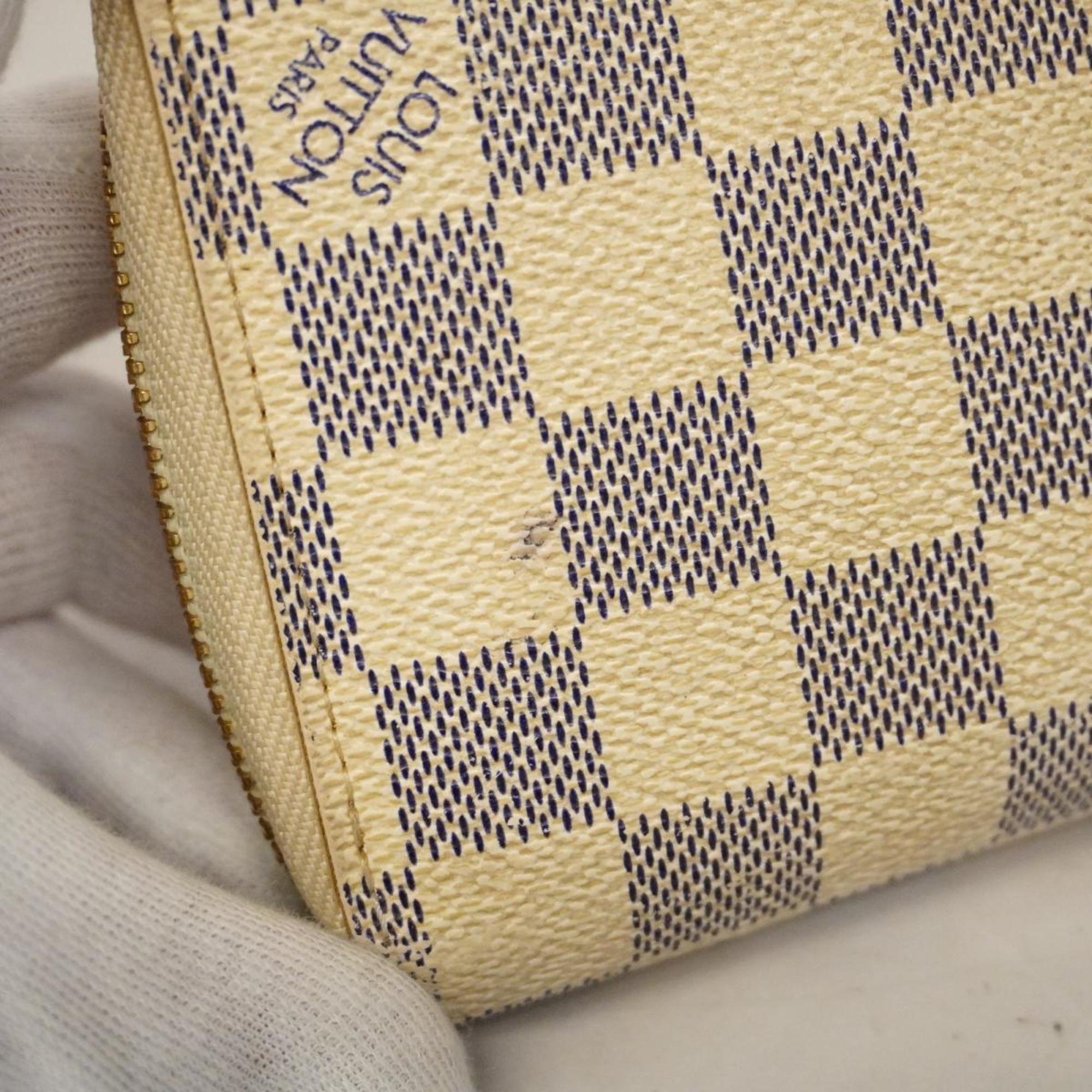 Louis Vuitton Long Wallet Damier Azur Zippy N60019 White Men's Women's